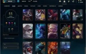 Conta prata 2 com 55 skins e 75 champs 225k de Thresh