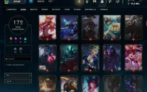 Unranked com TODOS os champs e 172 Skins ( ADC / SUP )