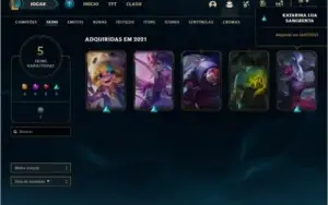 Conta ouro 4 com 5 skins e 25 champs
