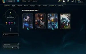 Conta ouro 4 com 21 Champs e 4 Skins + 14 Fragmentos