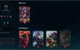 Conta LOL - 45 Skins - Nv 316 - plat iv s/f - 100 Champions