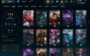 Unranked com TODOS os champs e 184 Skins ( JG / MID / ADC )