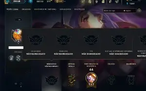 Unranked com 25 Champs e 15 Skins + 2 Fragmentos