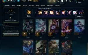 Unranked com 25 Champs e 15 Skins + 2 Fragmentos