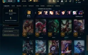 Unranked com 25 Champs e 15 Skins + 2 Fragmentos