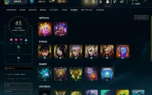 Unranked com 25 Champs e 15 Skins + 2 Fragmentos