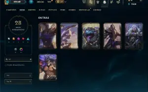 Unranked com 65 Champs e 28 Skins ( ADC / JG / MID )