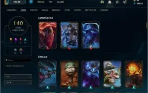 Conta prata 2 com 140 skins e TODOS os champs