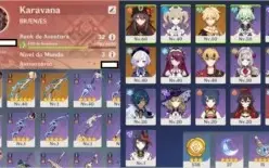 Genshin - Hutao + Homa + Qiqi + Arco 5* + Benção da lua AR32