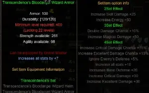 Set Bloodangel SM +0 Mu Online Webzen Nidavellir