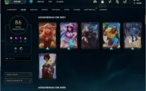 Conta de lol (ex platina plat 3) 121 champs;86 skins