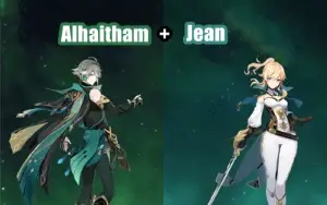 Contas Genshin Impact AR 7 com Alhaitham e Jean
