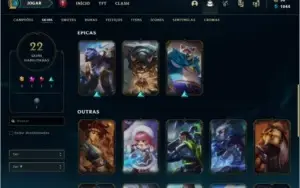 CONTA LOL PLATINA IV MMR ALTO COM 53 CHAMPIONS E 22 SKINS
