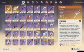 Conta Genshin Impact AR 57 10 personagens 5* e Aloy