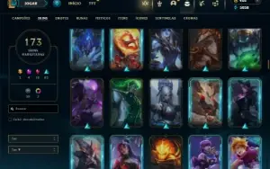 Unranked com TODOS os champs e 173 Skins + 2 Prestigios