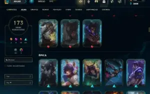 Unranked com TODOS os champs e 173 Skins + 2 Prestigios