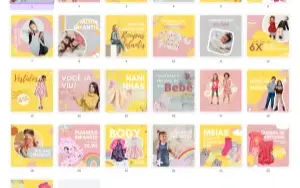 Pack Canva Moda Infantil - 25 Artes Editáveis