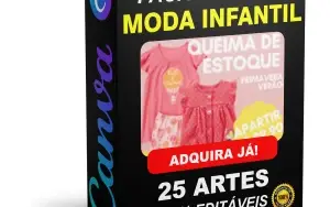 Pack Canva Moda Infantil - 25 Artes Editáveis