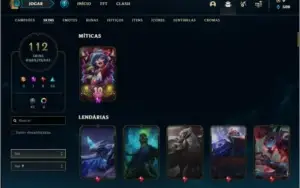 Conta prata 3 com 120 champs e 112 skins