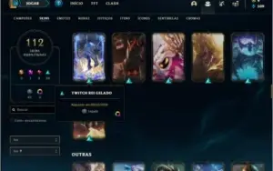 Conta prata 3 com 120 champs e 112 skins