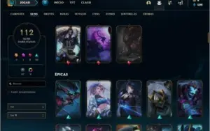 Conta prata 3 com 120 champs e 112 skins