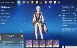 Conta Genshin Impact AR 7 com Ayato e Qiqi