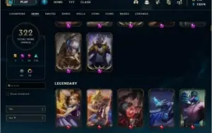 Conta League of Legends D2 | 59% WR | 322 Skins | 298 Icones