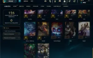 Unranked com 50 Champs e 16 Skins + 5 Fragmentos