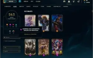 Conta ouro 4 com TODOS os champs e 263 skins ( 2 Prestigios)