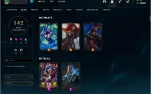 Conta Diamante 2 com Nashor Natalino, 142 skins e 155 champs