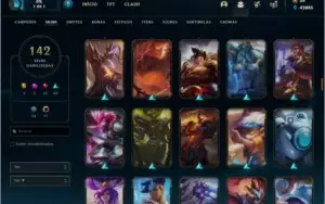 Conta Diamante 2 com Nashor Natalino, 142 skins e 155 champs
