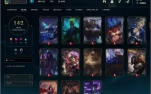 Conta Diamante 2 com Nashor Natalino, 142 skins e 155 champs