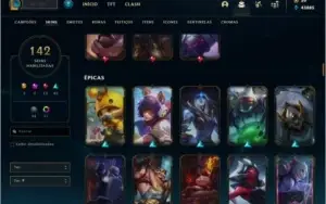 Conta Diamante 2 com Nashor Natalino, 142 skins e 155 champs