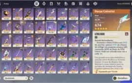Conta AR 58 com 14 personagens 5* e 8 armas 5*