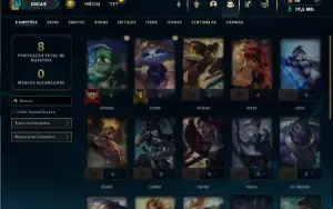 Ouro 1 com 21 Champs e 5 Fragmentos de skins