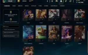 Ouro 1 com 21 Champs e 5 Fragmentos de skins