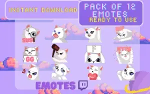 Gatinhos fofos emotes (twitch) (Pack de 12)