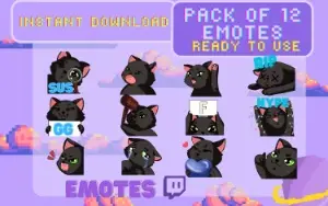 Gatinhos fofos emotes (twitch) (Pack de 12)