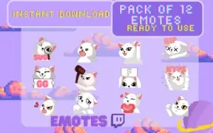Gatinhos fofos emotes (twitch) (Pack de 12)