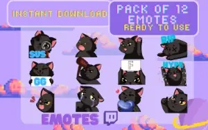 Gatinhos fofos emotes (twitch) (Pack de 12)