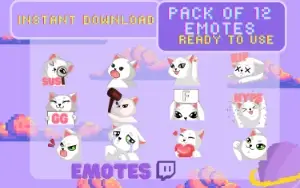 Gatinhos fofos emotes (twitch) (Pack de 12)