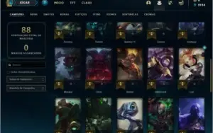 Conta prata 3 com 7 skins e 38 champs