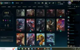 Conta mestre, todos os campeões e 282 skins, honra 5