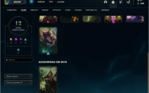 Conta prata 4 com 21 champs e 12 skins