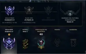 CONTA LEAGUE OF LEGENDS DIAMANTE 4 65% WINRATE LVL 42