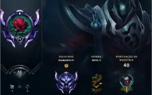 CONTA LEAGUE OF LEGENDS DIAMANTE 4 65% WINRATE LVL 42