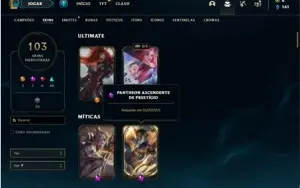 Conta ouro 4 com 120 Champs e 103 Skins + 2 Prestigios