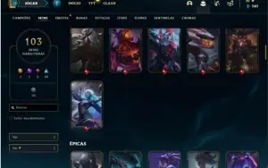 Conta ouro 4 com 120 Champs e 103 Skins + 2 Prestigios