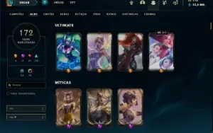 Conta Ferro 1 com 100 Champs e 172 Skins + 3 Prestigios
