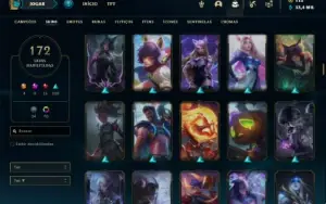 Conta Ferro 1 com 100 Champs e 172 Skins + 3 Prestigios